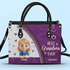 Le bonheur d'être grand-mère - Sac à main en cuir personnalisé pour la famille - Fête des Mères, cadeau pour maman et grand-mère