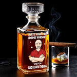 A Good Whiskey, A Great Story - Family Personalized Custom Glass Whiskey Bottle - Father's Day, Gift For Dad, Grandpa, Husband