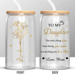 Her Love Blossoms Endlessly - Family Personalized Custom Glass Cup, Iced Coffee Cup - Mother's Day, Gift For Mom, Daughter
