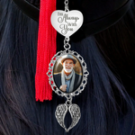 Custom Photo I'm Always With  You - Memorial Personalized Custom Graduation Tassel Heart & Angel Wing Charm - Sympathy Gift For Family Members
