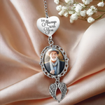 Custom Photo I'm Always With  You - Memorial Personalized Custom Graduation Tassel Heart & Angel Wing Charm - Sympathy Gift For Family Members