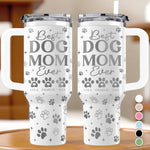 Rescued By My Dog Every Day - Dog Personalized Custom Engraved 40oz Tumbler With Handle - Gift For Mom, Dog Lovers