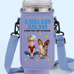 Mud On Her Shoes, Love On Her Face - Dog & Cat Personalized Custom Neoprene Water Bottle Carrier With Pocket - Mother's Day, Gift For Pet Owners, Pet Lovers