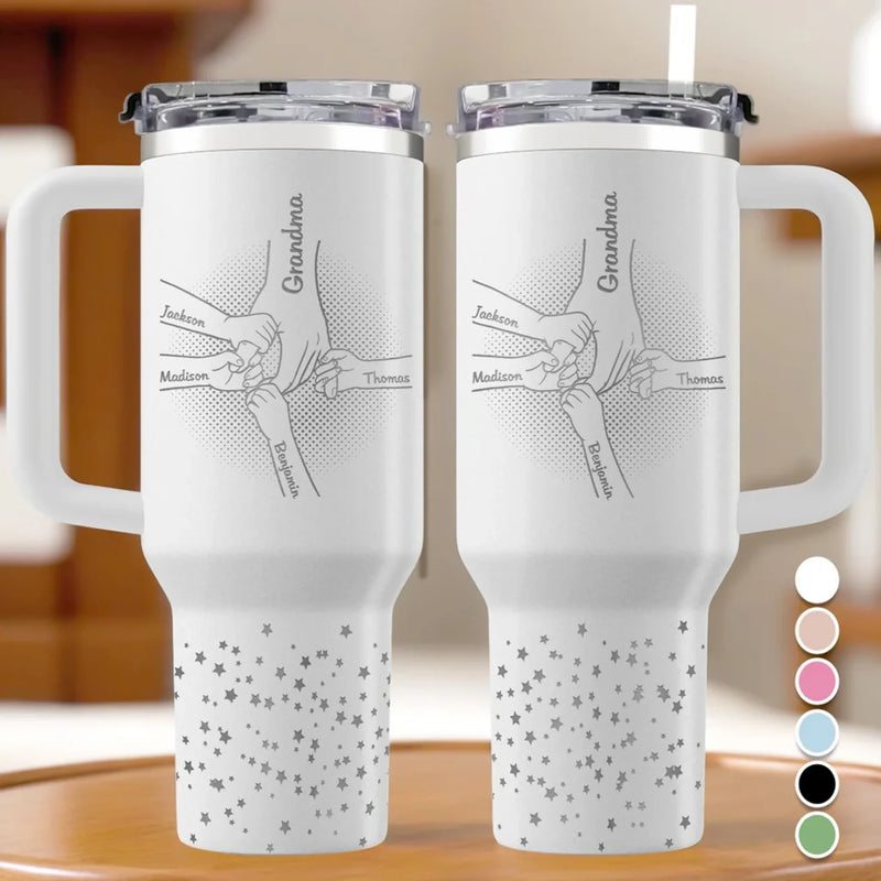 Bound By Love, Connected For Life - Family Personalized Custom Engraved 40oz Tumbler With Handle - Mother's Day, Gift For Mom, Grandma