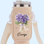 You're My Favorite Flower - Bestie Personalized Custom Neoprene Water Bottle Carrier With Pocket - Gift For Best Friends, Sisters