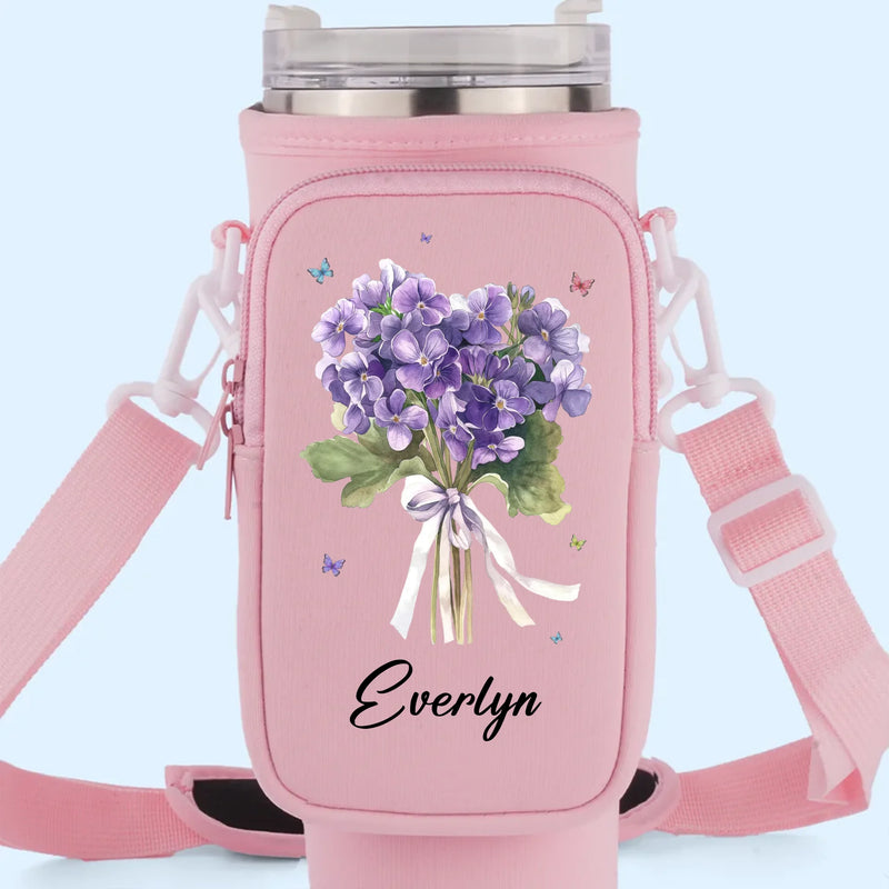 You're My Favorite Flower - Bestie Personalized Custom Neoprene Water Bottle Carrier With Pocket - Gift For Best Friends, BFF, Sisters