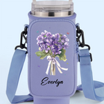 You're My Favorite Flower - Bestie Personalized Custom Neoprene Water Bottle Carrier With Pocket - Gift For Best Friends, Sisters