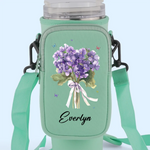 You're My Favorite Flower - Bestie Personalized Custom Neoprene Water Bottle Carrier With Pocket - Gift For Best Friends, Sisters