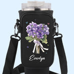 You're My Favorite Flower - Bestie Personalized Custom Neoprene Water Bottle Carrier With Pocket - Gift For Best Friends, Sisters