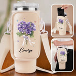 You're My Favorite Flower - Bestie Personalized Custom Neoprene Water Bottle Carrier With Pocket - Gift For Best Friends, Sisters