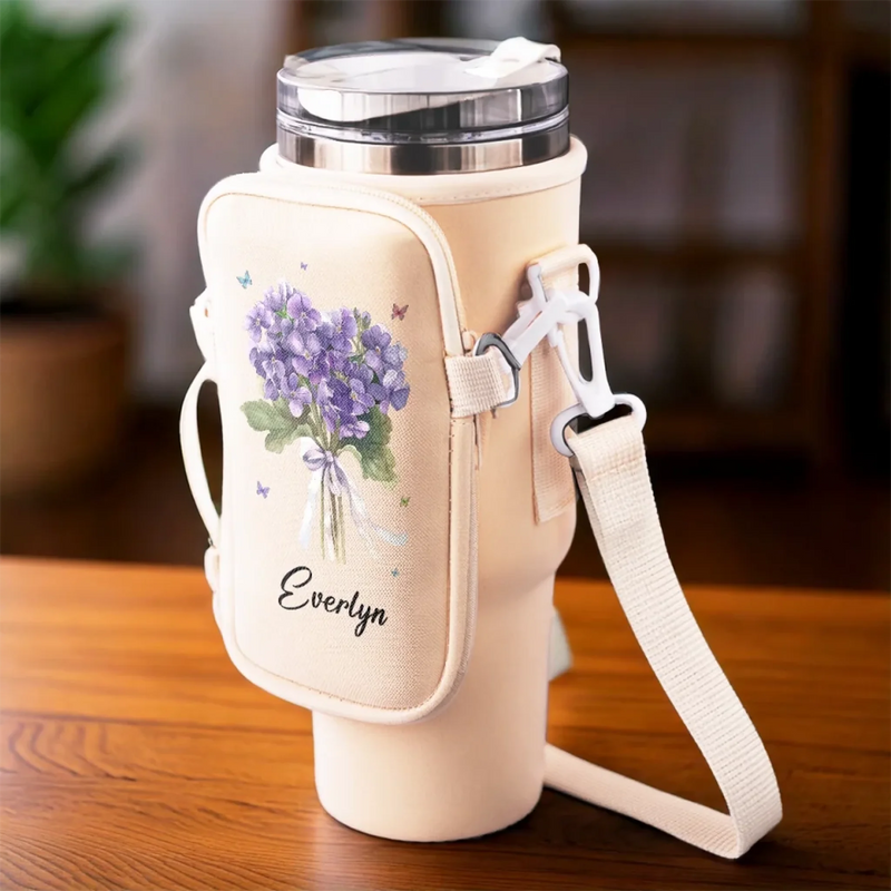 You're My Favorite Flower - Bestie Personalized Custom Neoprene Water Bottle Carrier With Pocket - Gift For Best Friends, BFF, Sisters