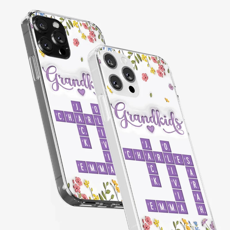 Tiny Names, Endless Love - Family Personalized Custom 3D Inflated Effect Printed Clear Phone Case - Mother's Day, Gift For Grandma, Grandpa