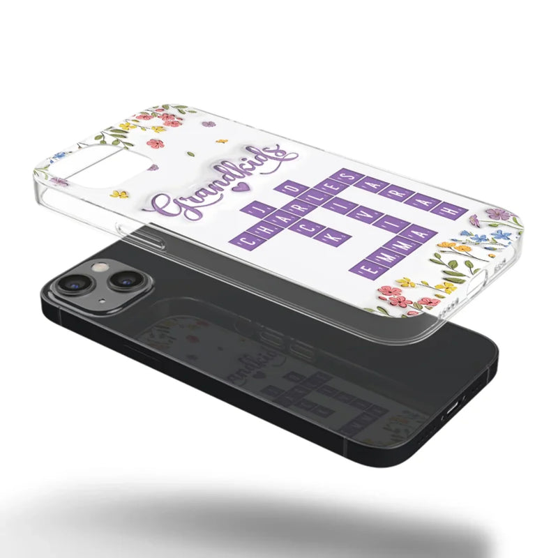 Tiny Names, Endless Love - Family Personalized Custom 3D Inflated Effect Printed Clear Phone Case - Mother's Day, Gift For Grandma, Grandpa