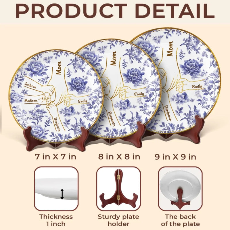 Generations Of Love, One Heart - Family Personalized Custom Ceramic Plate - Mother's Day, Gift For Mom, Grandma