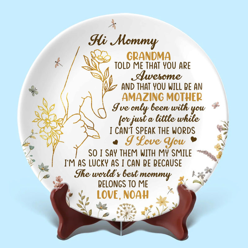To The Best Mommy, With All My Heart - Family Personalized Custom Ceramic Plate - Mother's Day, Baby Shower Gift, Gift For First Mom