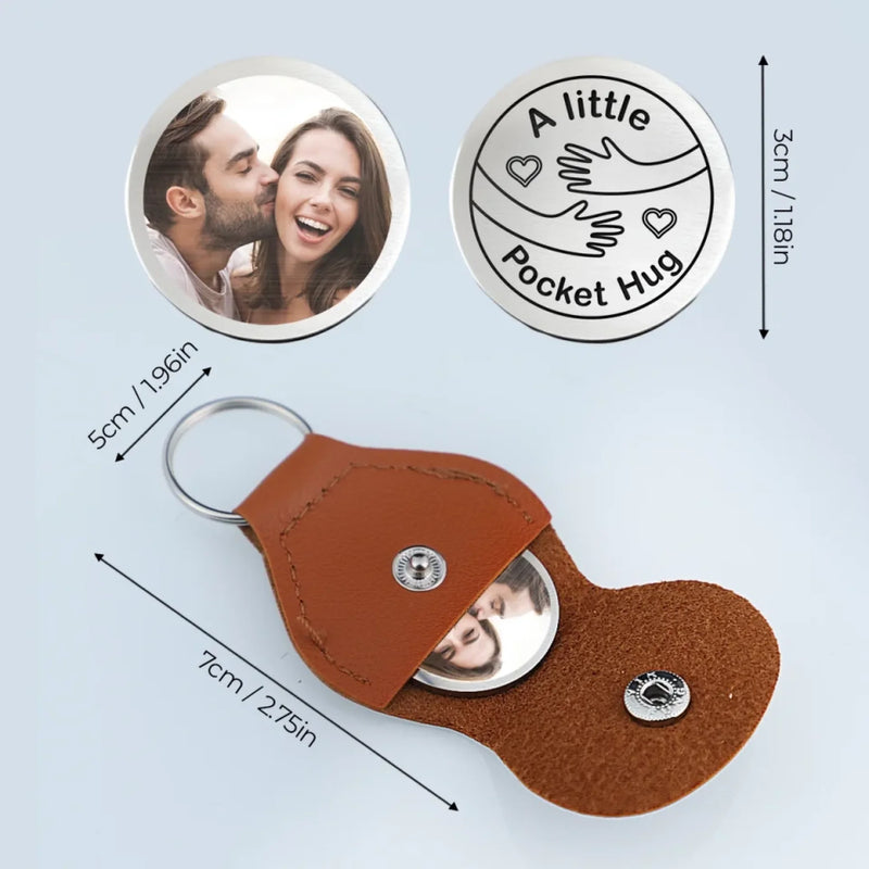 Custom Photo Keep A Hug With You, Always - Couple Personalized Custom Pocket Hug - Gift For Husband, Wife, Couple