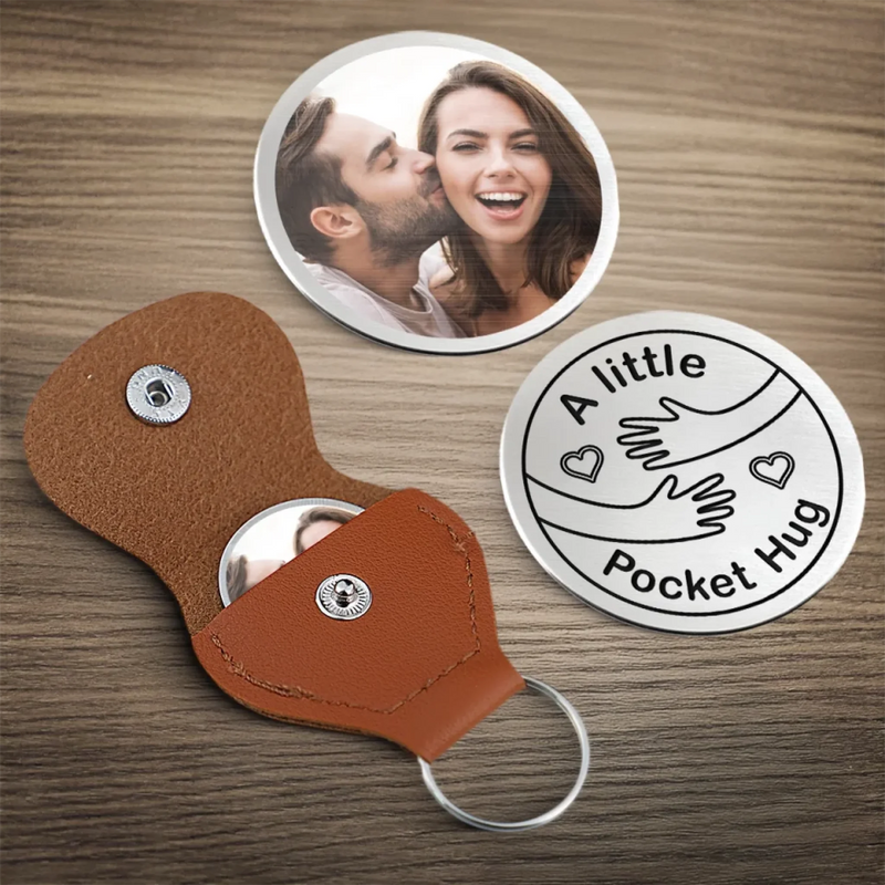 Custom Photo Keep A Hug With You, Always - Couple Personalized Custom Pocket Hug - Gift For Husband, Wife, Couple