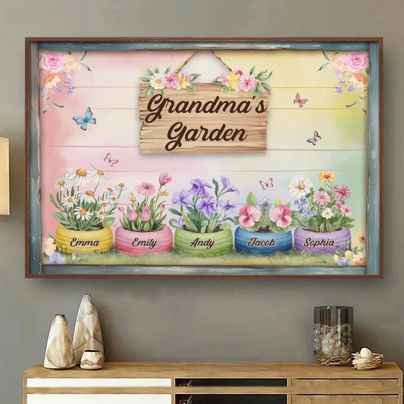 Where Flowers Bloom, So Does Love - Family Personalized Custom Horizontal Poster - Mother's Day, Gift For Grandma, Gardeners