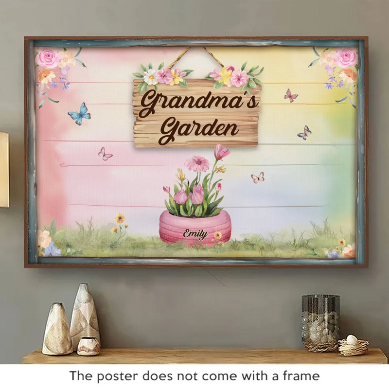 Where Flowers Bloom, So Does Love - Family Personalized Custom Horizontal Poster - Mother's Day, Gift For Grandma, Gardeners