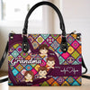 Amour, rires et grand-mère - Sac à main en cuir personnalisé pour la famille - Cadeau pour la fête des mères, maman et grand-mère