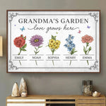 Watered By Hugs & Sunshine - Family Personalized Custom Horizontal Poster - Mother's Day, Gift For Grandma, Mom