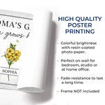 Watered By Hugs & Sunshine - Family Personalized Custom Horizontal Poster - Mother's Day, Gift For Grandma, Mom