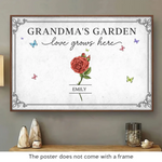 Watered By Hugs & Sunshine - Family Personalized Custom Horizontal Poster - Mother's Day, Gift For Grandma, Mom