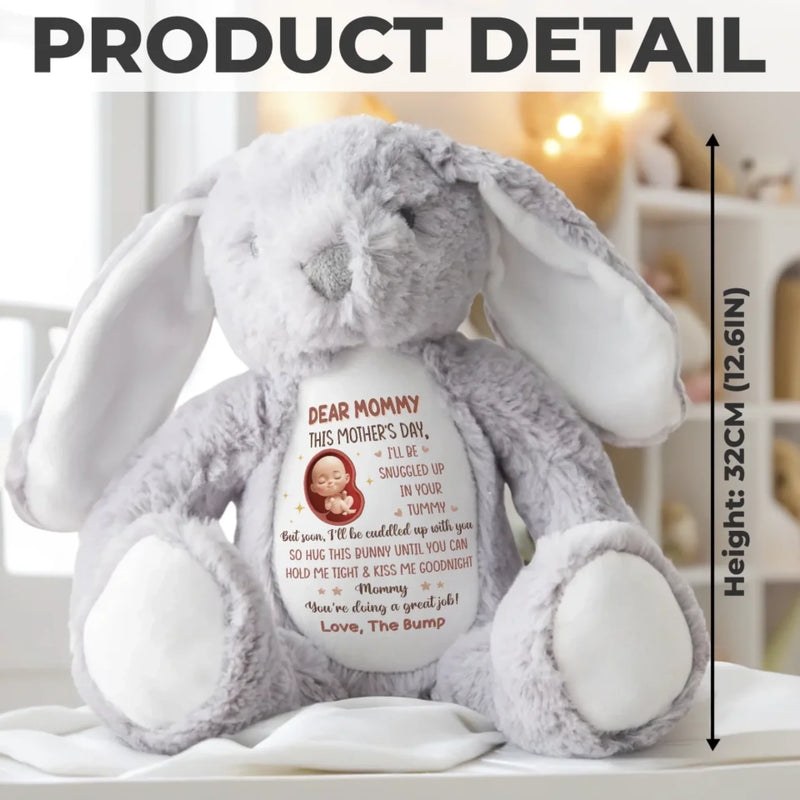 Just A Little Bump Full Of Big Love - Family Personalized Custom Easter Bunny Plush - Mother's Day, Baby Shower Gift, Gift For First Mom