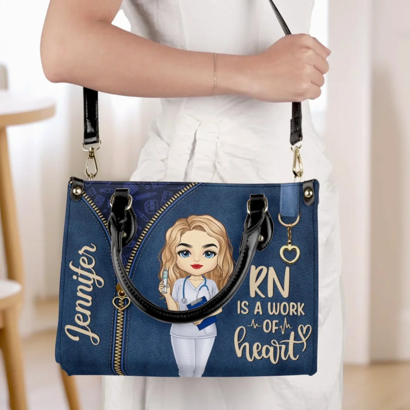 Nurses Are The Heartbeat Of Healthcare - Nurse Personalized Custom Leather Handbag - Appreciation, Thank You Gift, Nurse Life, Doctor Life