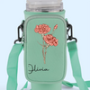 Grow Strong, Flourish Like A Flower - Family Personalized Custom Neoprene Water Bottle Carrier With Pocket - Gift For Yourself, Best Friends, Siblings, Family Members