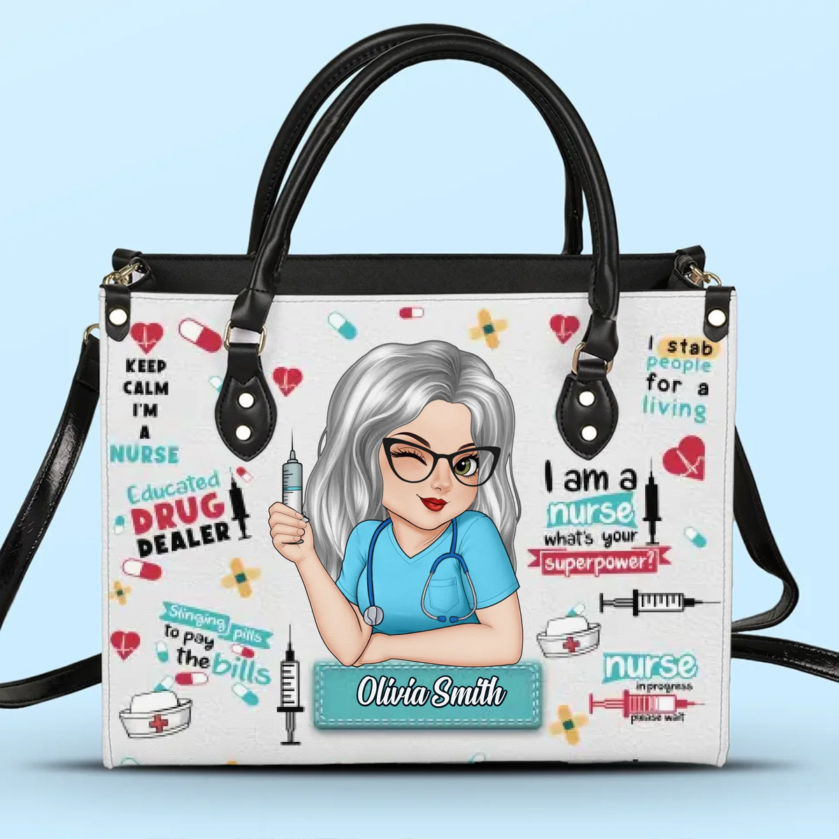 Keep Calm I'm A Nurse - Nurse Personalized Custom Leather Handbag - Appreciation, Thank You Gift, Nurse Life, Doctor Life