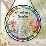 Grandma's Favorite Garden - Family Personalized Custom Stained Glass Window Hanging Suncatcher - Mother's Day, Gift For Grandma, Mom