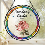 Grandma's Favorite Garden - Family Personalized Custom Stained Glass Window Hanging Suncatcher - Mother's Day, Gift For Grandma, Mom