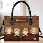 Grandma’s World In One Bag - Family Personalized Custom Leather Handbag - Mother's Day, Gift For Mom, Grandma