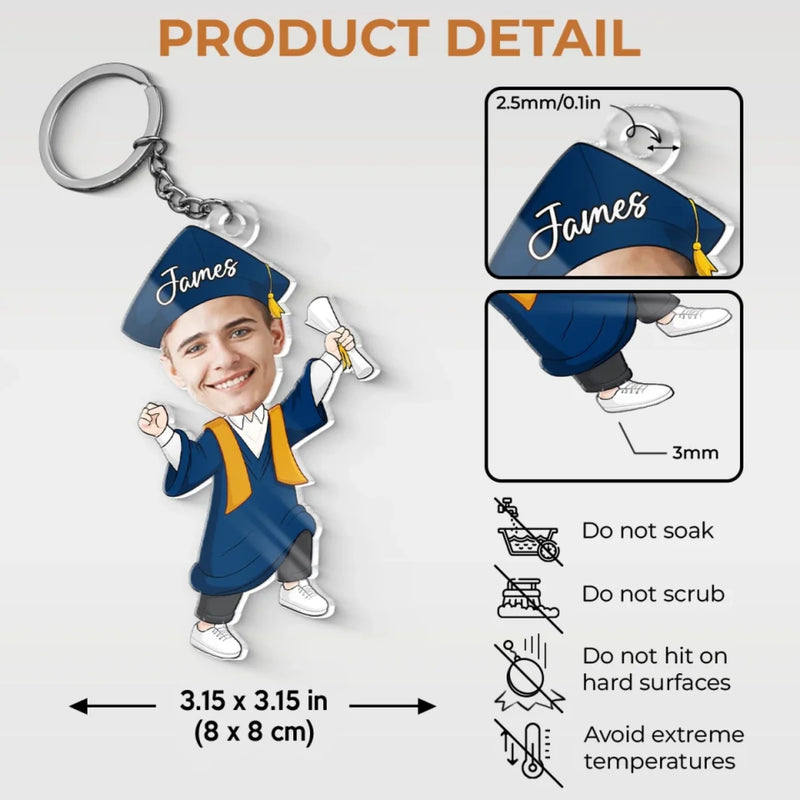 Custom Photo From Late Nights To Bright Futures - Family Personalized Custom Shaped Acrylic Keychain - Graduation Gift For Family Members, Siblings, Brothers, Sisters