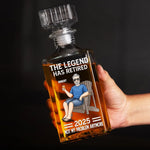 Off The Clock On The Rocks - Family Personalized Custom Glass Whiskey Bottle - Father's Day, Gift For Dad, Grandpa, Husband