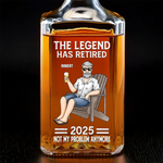 Off The Clock On The Rocks - Family Personalized Custom Glass Whiskey Bottle - Father's Day, Gift For Dad, Grandpa, Husband