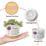 Love Grows Here - Family Personalized Custom Home Decor Ceramic Plant Pot - Mother's Day, House Warming Gift For Mom, Daughter