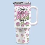 Heart Full Of Love, Hands Full Of Paws - Dog Personalized Custom 3D Inflated Effect Printed 40 Oz Stainless Steel Tumbler With Handle - Gift For Mom, Dog Lovers