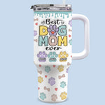 Just A Dog Mom Doing Her Best - Dog Personalized Custom 3D Inflated Effect Printed 40 Oz Stainless Steel Tumbler With Handle - Gift For Pet Owners, Pet Lovers