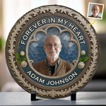 Custom Photo Your Love Still Guides Me - Memorial Personalized Custom Round Shaped Stone With Stand - Sympathy Gift For Family Members
