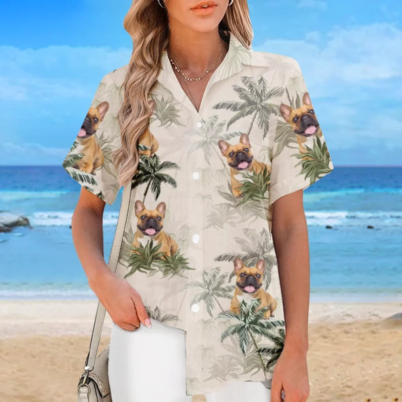 Custom Photo Dog Vibes And Beach Tides - Dog & Cat Personalized Custom Unisex Tropical Hawaiian Aloha Shirt - Summer Vacation Gift, Gift For Pet Owners, Pet Lovers