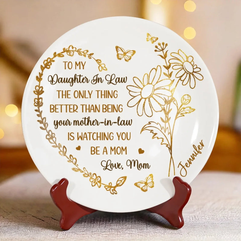 You Are A Daughter, A Blessing Beyond Measure - Family Personalized Custom Ceramic Plate - Mother's Day, Gift For Daughter In Law, New Moms