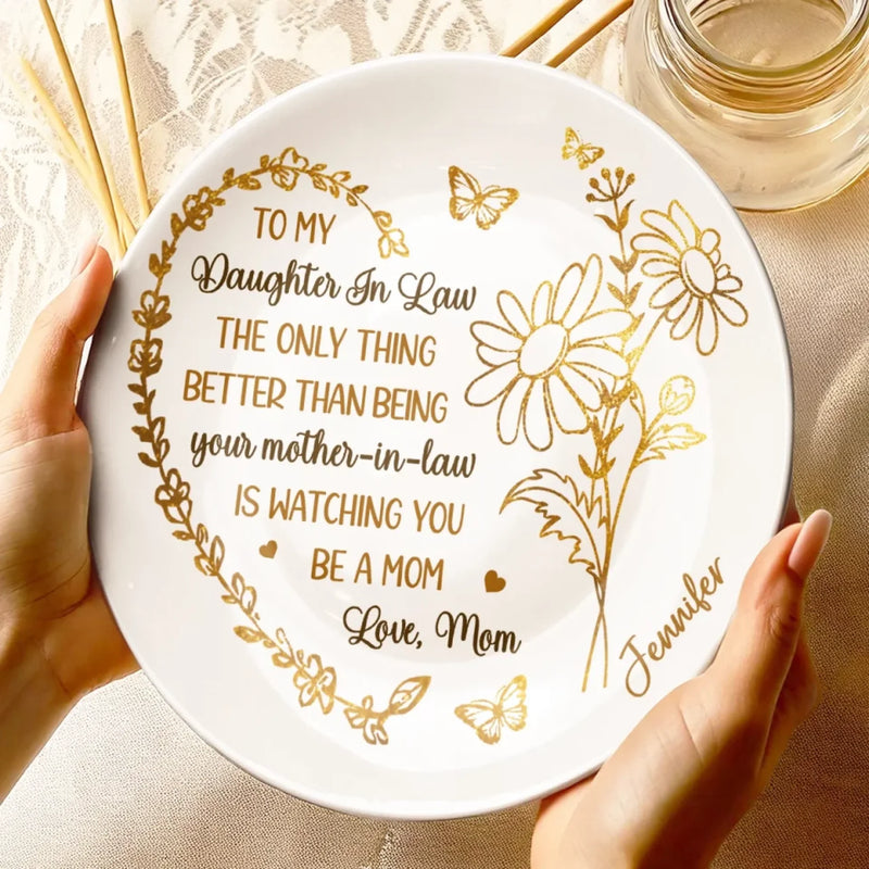 You Are A Daughter, A Blessing Beyond Measure - Family Personalized Custom Ceramic Plate - Mother's Day, Gift For Daughter In Law, New Moms