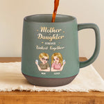 Mom & Daughter Forever Linked Together - Family Personalized Custom Printed Stoneware 12oz Mug - Mother's Day, Gift For Mom, Daughter