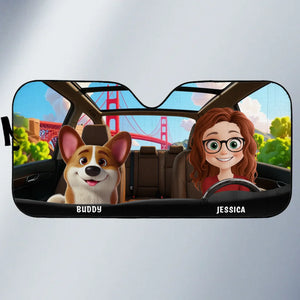 En route vers les possibilités de pattes - Pare-soleil personnalisé pour pare-brise de voiture, protection de vitre de voiture - Fête des Mères, cadeau pour les propriétaires d'animaux et les amoureux des animaux
