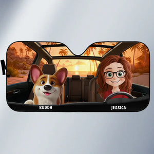 Pattes à bord, du plaisir en perspective ! Pare-soleil personnalisé pour pare-brise de voiture, protection de vitre de voiture, cadeau pour la fête des Mères, pour les propriétaires d'animaux et les amoureux des animaux.