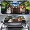 En croisière avec mes compagnons - Pare-soleil personnalisé pour pare-brise de voiture, protection de fenêtre de voiture - Cadeau pour propriétaires et amoureux des animaux