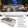 Family Rides And Puppy Vibes - Dog & Cat Personalized Custom Auto Windshield Sunshade, Car Window Protector - Gift For Couple, Anniversary, Pet Owners, Pet Lovers