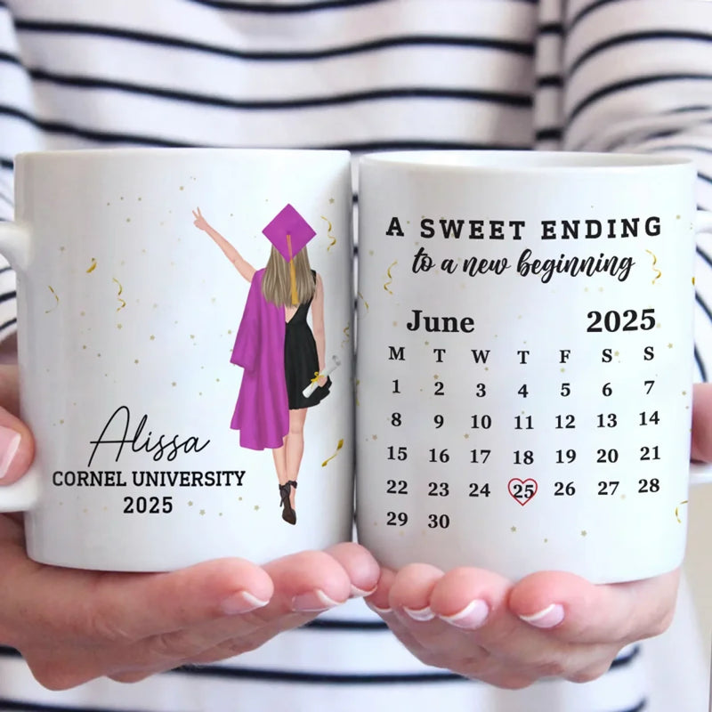 A Sweet Ending To A New Beginning - Family Personalized Custom Mug - Graduation Gift For Family Members, Siblings, Brothers, Sisters